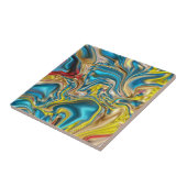 abstracte marmer zwelt gele blauwgroen turkooizen tegeltje (Zijkant)
