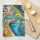 abstracte marmer zwelt gele blauwgroen turkooizen  theedoek (Quarter Fold)