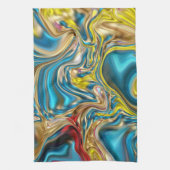 abstracte marmer zwelt gele blauwgroen turkooizen  theedoek (Verticaal)