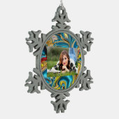 abstracte marmer zwelt gele blauwgroen turkooizen tin sneeuwvlok ornament (Links)