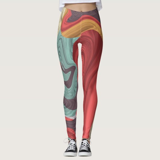 Abstracte marmerafbeelding kleurrijk leggings (Voorkant)