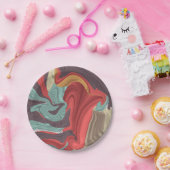 Abstracte marmerafbeelding kleurrijk papieren bordje (Feest)