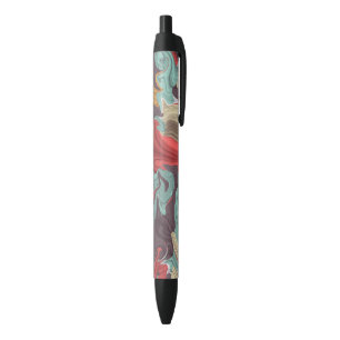 Abstracte marmerafbeelding kleurrijk zwarte inkt pen