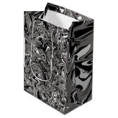 Abstracte marmerafbeelding zwart medium cadeauzakje (Voorkant Gekanteld)