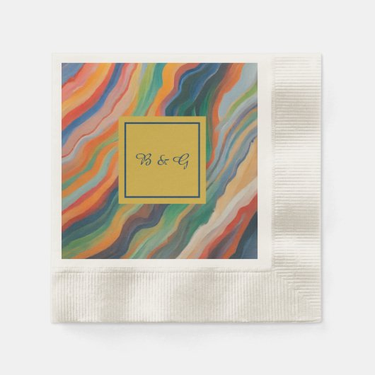 abstracte marmeren afrikaanse monogram bruiloft servet (Voorkant)