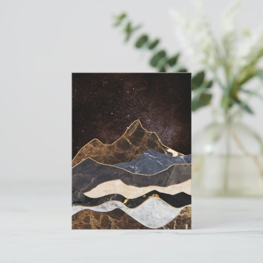 Abstracte marmeren bergen onder sterrenhemel briefkaart (Staand voorkant)
