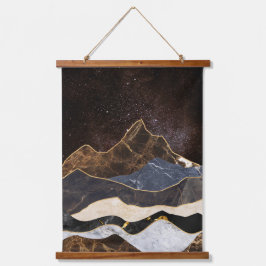Abstracte marmeren bergen onder sterrenhemel hangend wandkleed