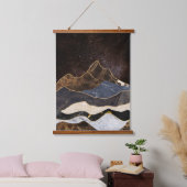 Abstracte marmeren bergen onder sterrenhemel hangend wandkleed (Slaapkamer)