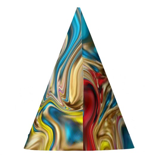 abstracte marmeren krullen geel teal turquoise bla feesthoedjes (Achterkant)