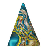 abstracte marmeren krullen geel teal turquoise bla feesthoedjes (Rechts)