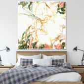 Abstracte Marmeren kunst donkergroen roze goud web Canvas Afdruk (Insitu (Slaapkamer))