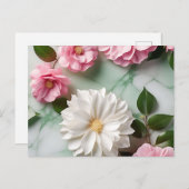 Abstracte marmeren kunst met botanische briefkaart (Voorkant / Achterkant)