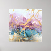 Abstracte Marmeren kunst Roze Blauw Goud Elegant Canvas Afdruk (Voorkant)