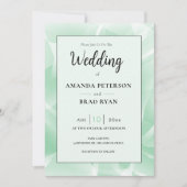 Abstracte Marmeren Mint Groene Bruiloft Uitnodigin Kaart (Voorkant)