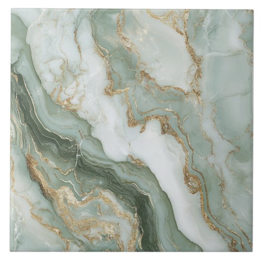 Abstracte marmeren saliegroen tegeltje (Voorkant)