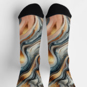 Abstracte Marmeren Sokken – Luxe Gold & Navy Swirl (Top)