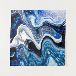 Abstracte marmeren vloeibare textuur in zilveren w wandkleed