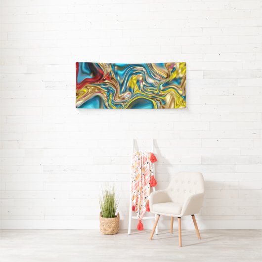 abstracte marmeren wervelingen geel teal turquoise spandoek (Insitu)