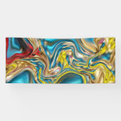 abstracte marmeren wervelingen geel teal turquoise spandoek (Horizontaal)