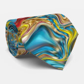 abstracte marmeren wervelingen geel turquoise turq stropdas (Opgerold)