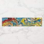 abstracte marmerkrullen geel teal turquoise blauw waterfles etiket (Enkel label)