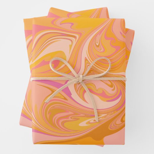 Abstracte marmerkunst in geel inpakpapier vel (In situ)