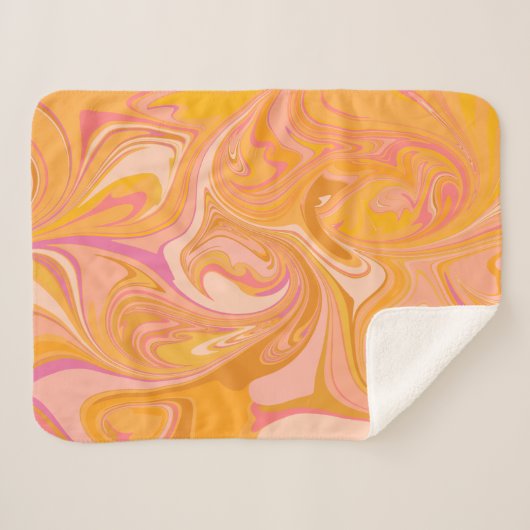 Abstracte marmerkunst in geel sherpa deken (Voorkant (horizontaal))