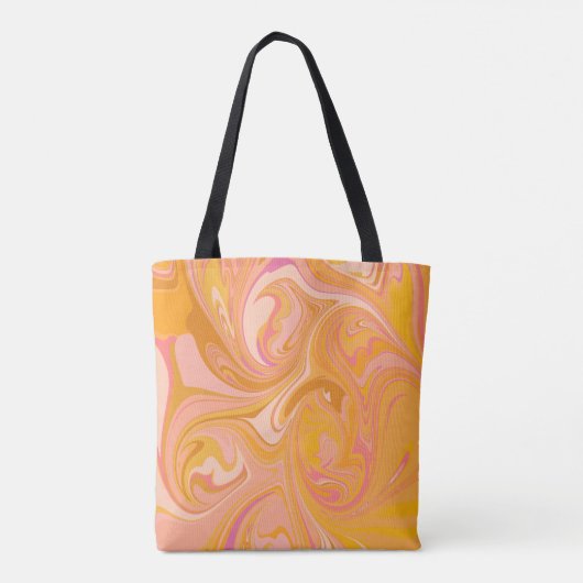 Abstracte marmerkunst in geel tote bag (Achterkant)