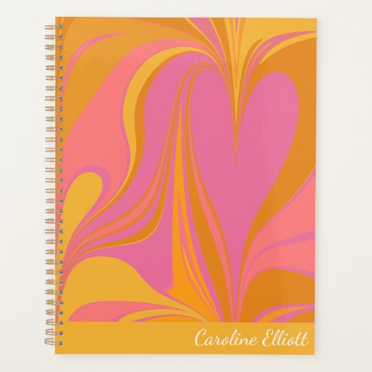 Abstracte marmerkunst in heldergeel en roze planner (Voorkant)