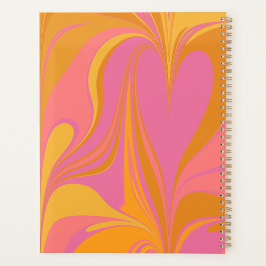 Abstracte marmerkunst in heldergeel en roze planner (Achterkant)