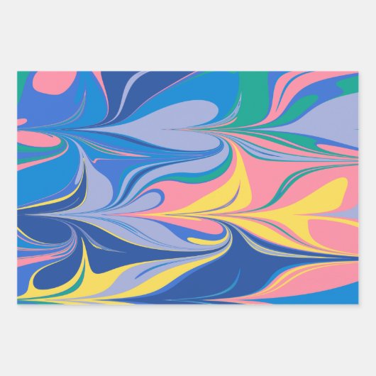 Abstracte marmerkunst in kleurrijk, helder blauw inpakpapier vel (Voorkant)