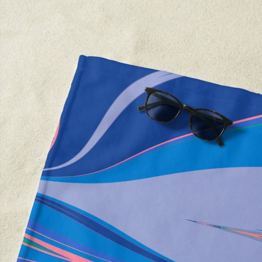 Abstracte marmerkunst in kleurrijk, helder blauw strandlaken (In situ)