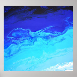 Abstracte marmerkunst met blauw water poster