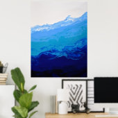 Abstracte marmerkunst met blauw water poster (Thuiskantoor)