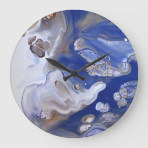 Abstracte marmerstroom met blauwe bruine vloed grote klok