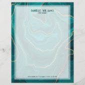 Abstracte marmertextuur van Turquoise liquide Briefhoofd (Voorkant)