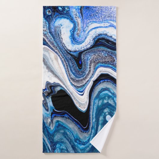 Abstracte marmervloeistof textuur in zilverwit gla badhanddoek (Badhanddoek)