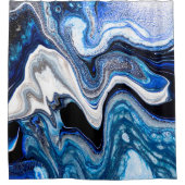 Abstracte marmervloeistof textuur in zilverwit gla douchegordijn (Voorkant)