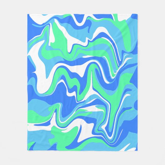 Abstracte marmerwerveltextuur - oceaantinten fleece deken (Voorkant)