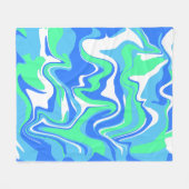 Abstracte marmerwerveltextuur - oceaantinten fleece deken (Voorkant (Horizontaal))