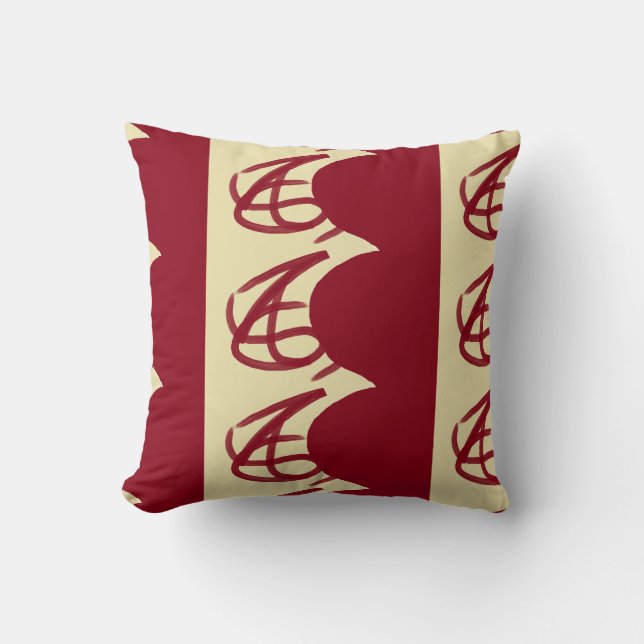 Abstracte maroon en bruin kussen (Voorkant)