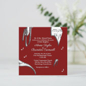 Abstracte maroon en White Music Wedding Invitation Kaart (Staand voorkant)