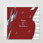 Abstracte maroon en White Music Wedding Invitation Kaart (Achterkant)