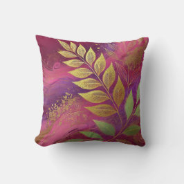 Abstracte Maroon-Golden Leaf kunstwerkstijl 16 Kussen