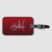 abstracte marsala maroon grijs bordeaux monogramme bagagelabel (Voorkant (horizontaal))