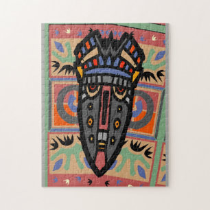 Abstracte MAsk & bladeren, indrukwekkende stijl Legpuzzel