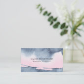 Abstracte massagetherapeut Roze Blauwe Waterverf Visitekaartje (Staand voorkant)