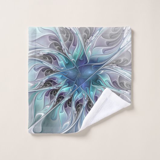 Abstracte matige bloem met blauw bad handdoek (Wasdoekje)