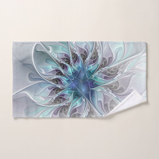 Abstracte matige bloem met blauw bad handdoek (Handdoek)