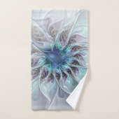 Abstracte matige bloem met blauw bad handdoek (Handdoek)